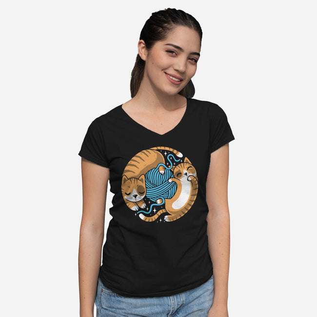 Purrfect Kitty Circle-Womens-V-Neck-Tee-erion_designs