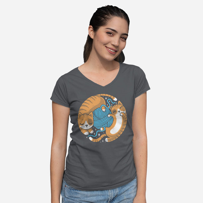 Purrfect Kitty Circle-Womens-V-Neck-Tee-erion_designs