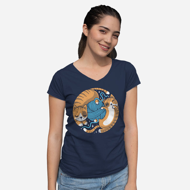 Purrfect Kitty Circle-Womens-V-Neck-Tee-erion_designs