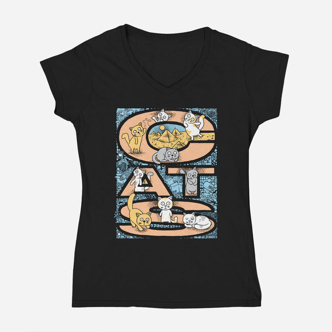 Cat Family-Womens-V-Neck-Tee-imisko