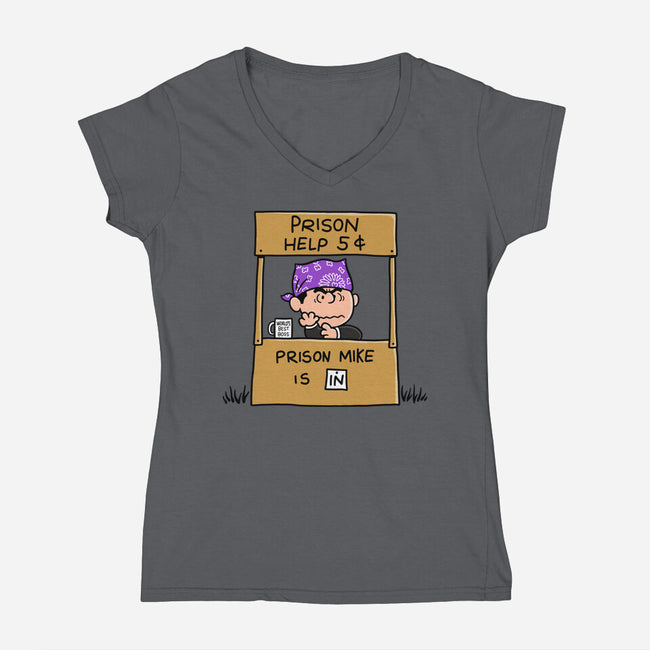Prison Help-Womens-V-Neck-Tee-Barbadifuoco