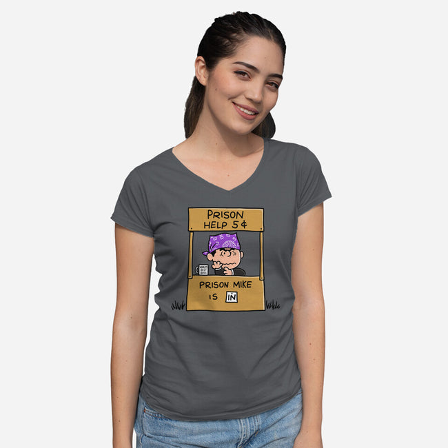 Prison Help-Womens-V-Neck-Tee-Barbadifuoco