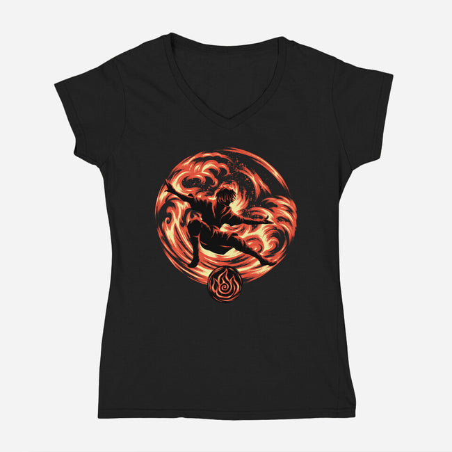 Master Of Fire Element-Womens-V-Neck-Tee-rmatix
