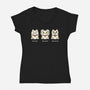 Three Wise Maneki-Neko-Womens-V-Neck-Tee-Freecheese