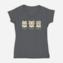 Three Wise Maneki-Neko-Womens-V-Neck-Tee-Freecheese