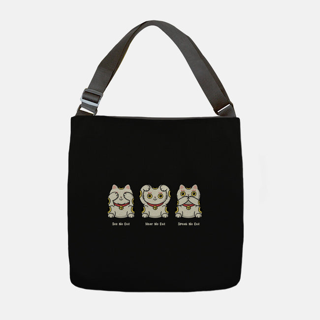 Three Wise Maneki-Neko-None-Adjustable Tote-Bag-Freecheese
