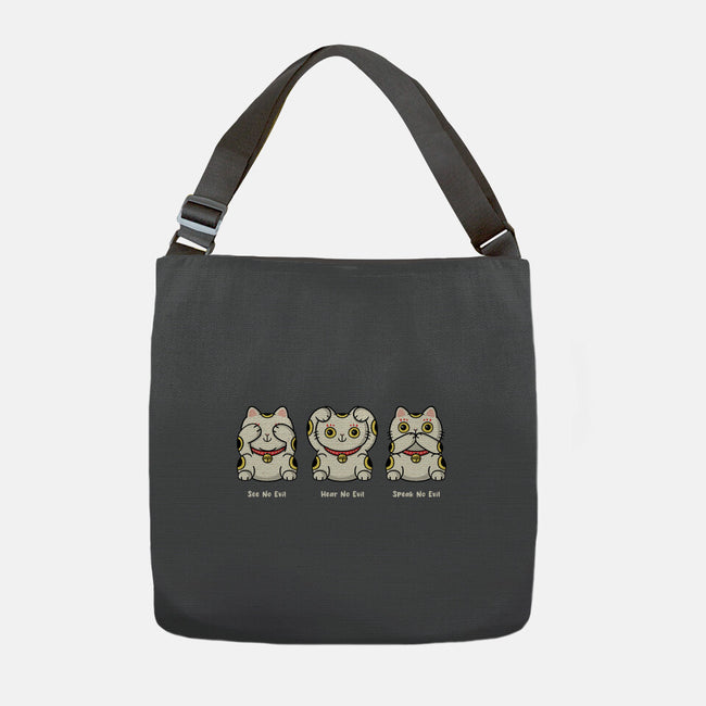 Three Wise Maneki-Neko-None-Adjustable Tote-Bag-Freecheese