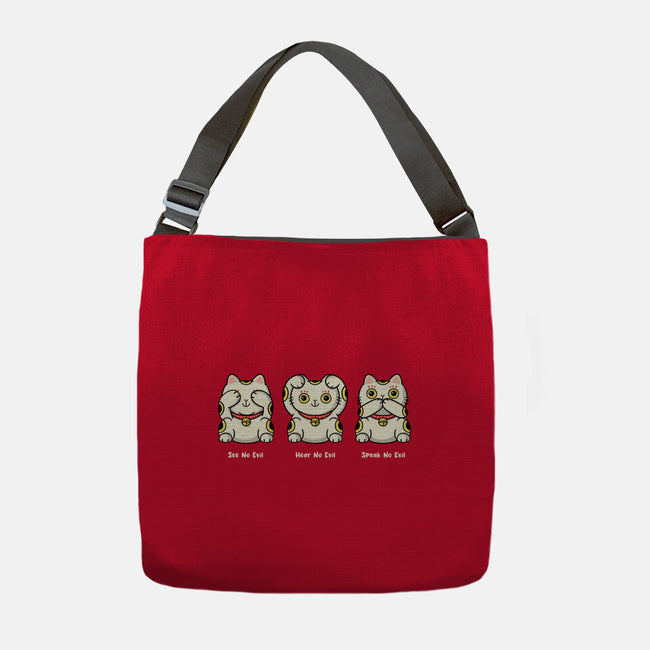 Three Wise Maneki-Neko-None-Adjustable Tote-Bag-Freecheese