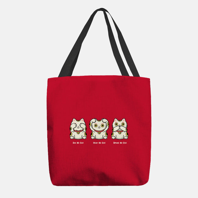 Three Wise Maneki-Neko-None-Basic Tote-Bag-Freecheese