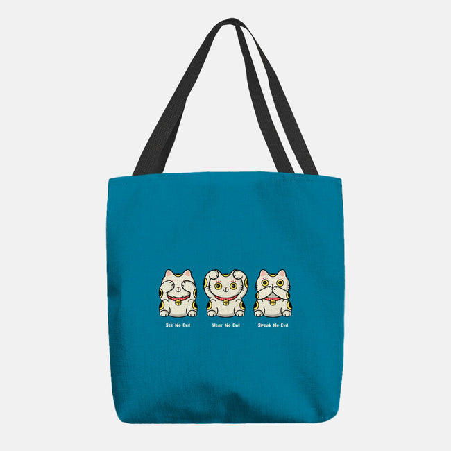 Three Wise Maneki-Neko-None-Basic Tote-Bag-Freecheese