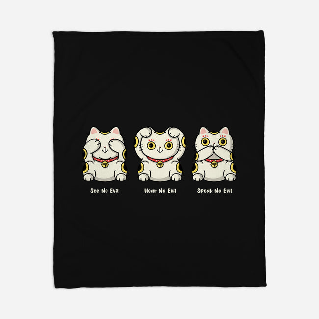 Three Wise Maneki-Neko-None-Fleece-Blanket-Freecheese