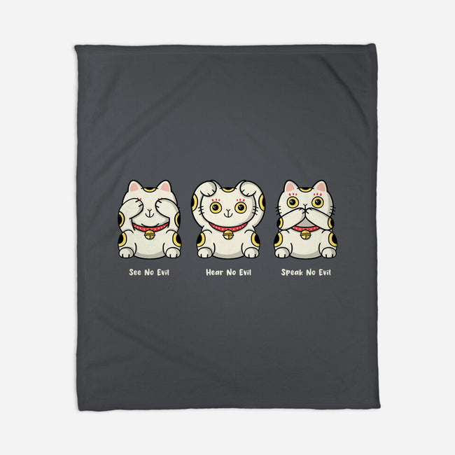 Three Wise Maneki-Neko-None-Fleece-Blanket-Freecheese