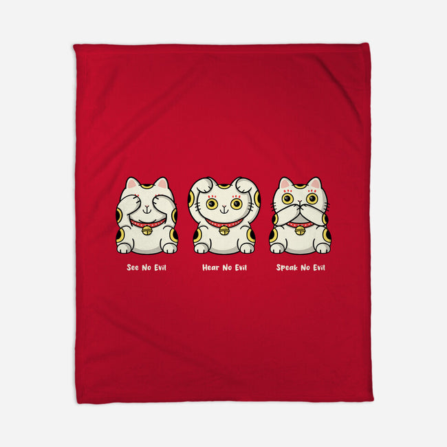 Three Wise Maneki-Neko-None-Fleece-Blanket-Freecheese