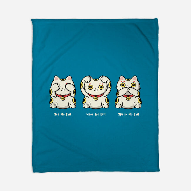Three Wise Maneki-Neko-None-Fleece-Blanket-Freecheese