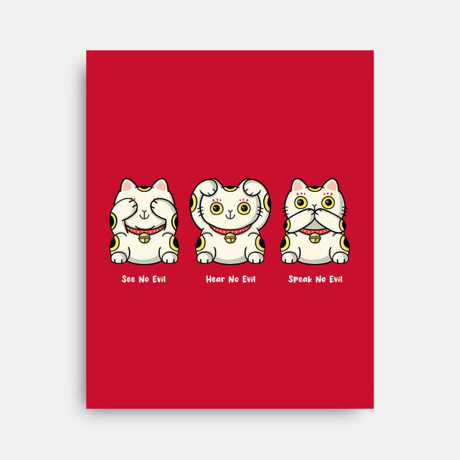 Three Wise Maneki-Neko-None-Stretched-Canvas-Freecheese