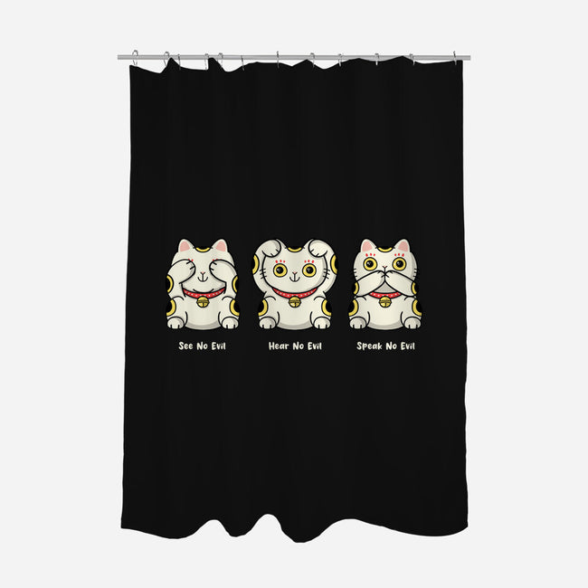 Three Wise Maneki-Neko-None-Polyester-Shower Curtain-Freecheese