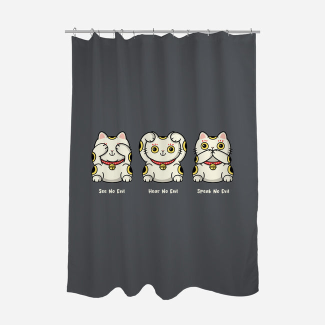 Three Wise Maneki-Neko-None-Polyester-Shower Curtain-Freecheese
