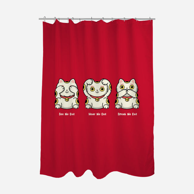 Three Wise Maneki-Neko-None-Polyester-Shower Curtain-Freecheese