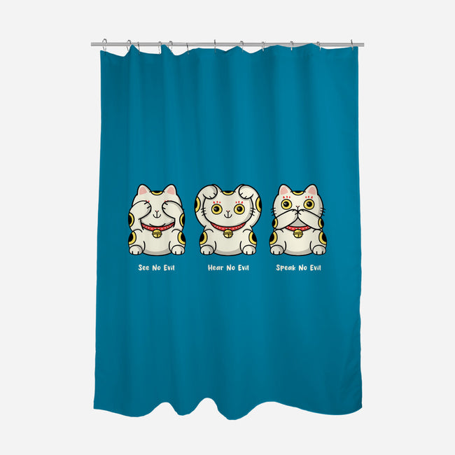 Three Wise Maneki-Neko-None-Polyester-Shower Curtain-Freecheese
