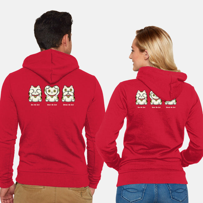 Three Wise Maneki-Neko-Unisex-Zip-Up-Sweatshirt-Freecheese