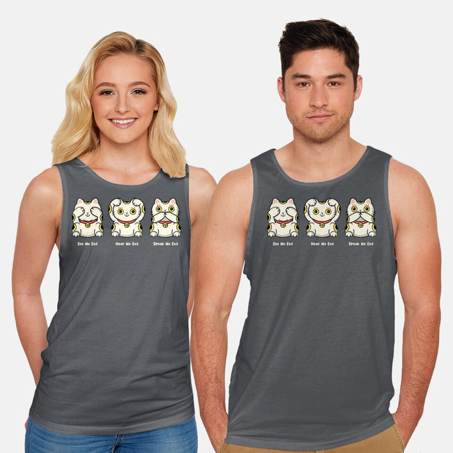Three Wise Maneki-Neko-Unisex-Basic-Tank-Freecheese
