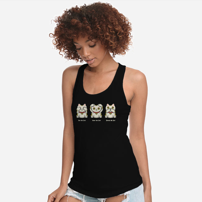 Three Wise Maneki-Neko-Womens-Racerback-Tank-Freecheese