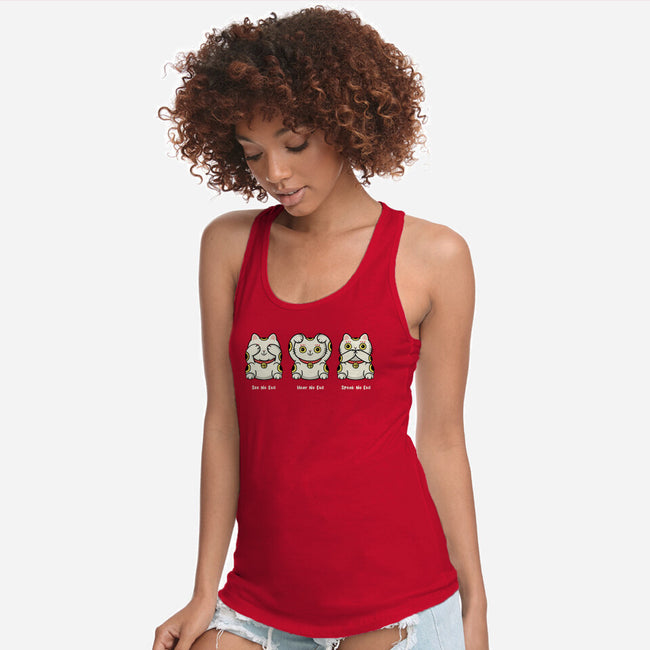 Three Wise Maneki-Neko-Womens-Racerback-Tank-Freecheese
