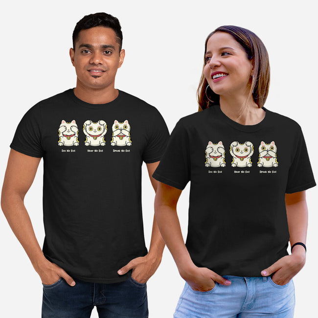 Three Wise Maneki-Neko-Unisex-Basic-Tee-Freecheese