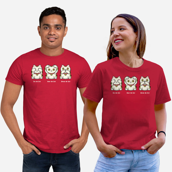 Three Wise Maneki-Neko-Unisex-Basic-Tee-Freecheese