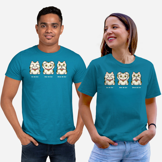 Three Wise Maneki-Neko-Unisex-Basic-Tee-Freecheese