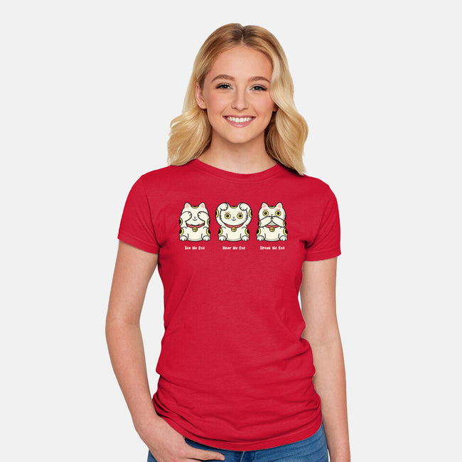 Three Wise Maneki-Neko-Womens-Fitted-Tee-Freecheese