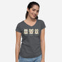 Three Wise Maneki-Neko-Womens-V-Neck-Tee-Freecheese