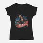 Blazing Skull-Womens-V-Neck-Tee-glitchygorilla