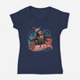Blazing Skull-Womens-V-Neck-Tee-glitchygorilla