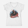 Blazing Skull-Womens-V-Neck-Tee-glitchygorilla