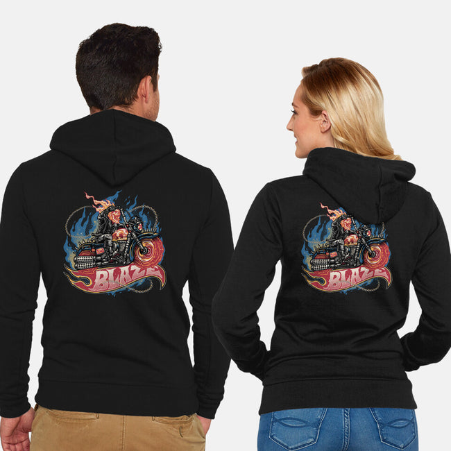 Blazing Skull-Unisex-Zip-Up-Sweatshirt-glitchygorilla