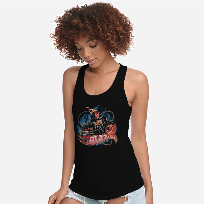 Blazing Skull-Womens-Racerback-Tank-glitchygorilla