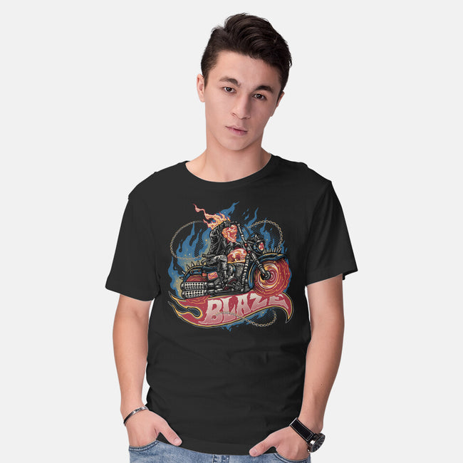 Blazing Skull-Mens-Basic-Tee-glitchygorilla