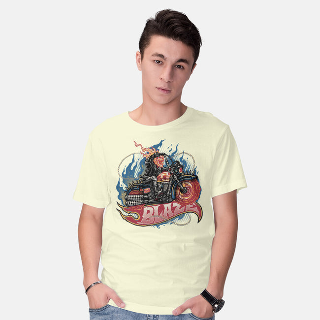 Blazing Skull-Mens-Basic-Tee-glitchygorilla