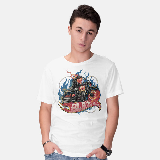 Blazing Skull-Mens-Basic-Tee-glitchygorilla