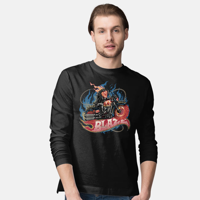 Blazing Skull-Mens-Long Sleeved-Tee-glitchygorilla