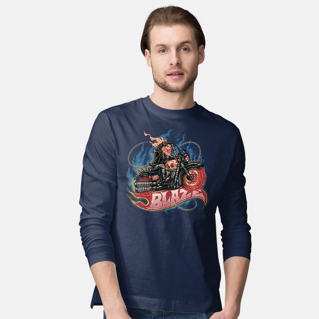 Blazing Skull-Mens-Long Sleeved-Tee-glitchygorilla
