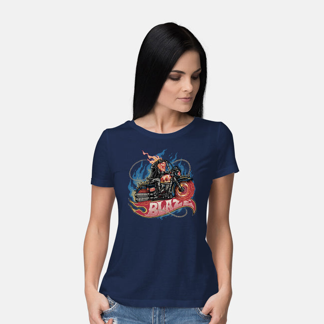 Blazing Skull-Womens-Basic-Tee-glitchygorilla