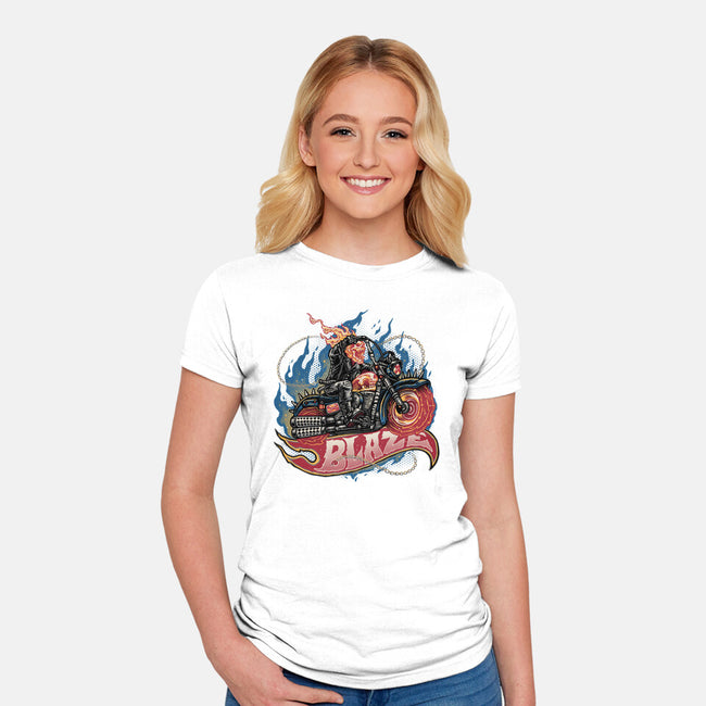 Blazing Skull-Womens-Fitted-Tee-glitchygorilla