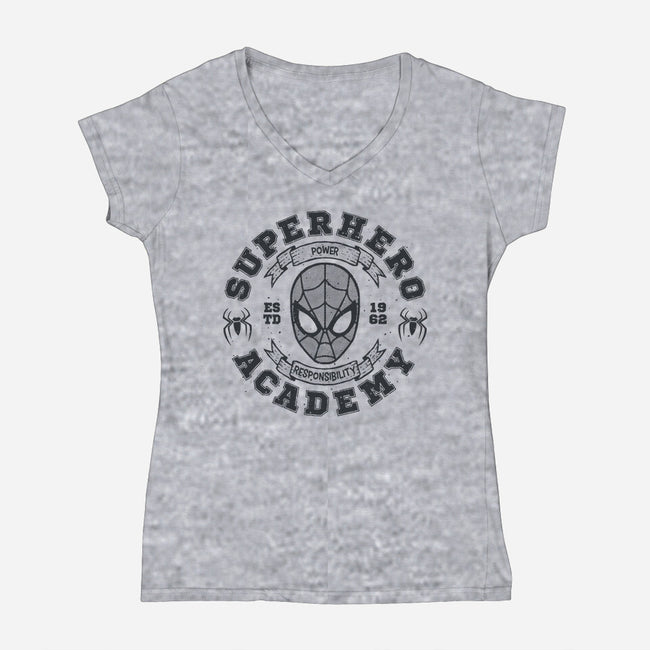 Superhero Academy-Womens-V-Neck-Tee-teesgeex
