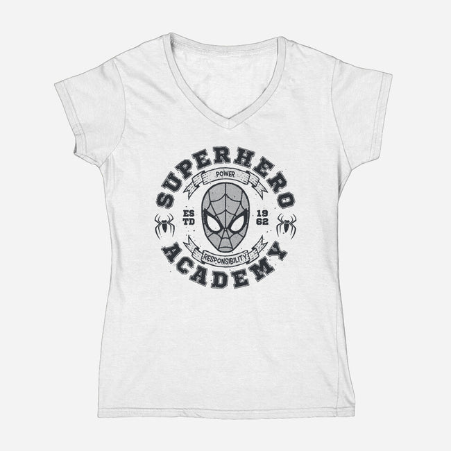 Superhero Academy-Womens-V-Neck-Tee-teesgeex