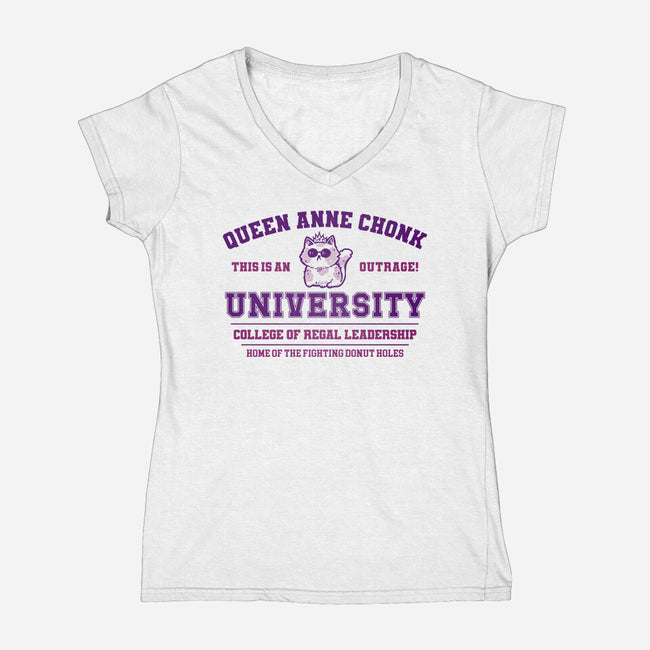 Queen Anne Chonk University-Womens-V-Neck-Tee-kg07
