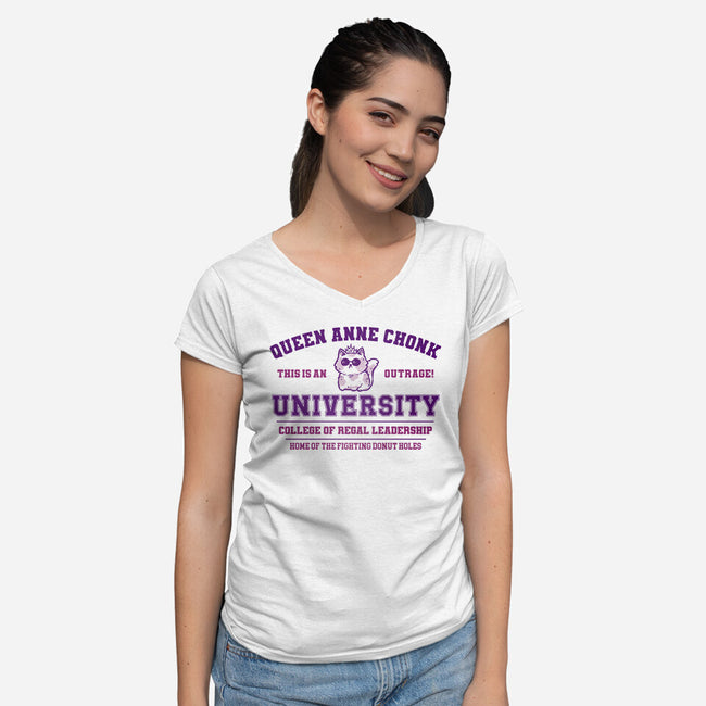 Queen Anne Chonk University-Womens-V-Neck-Tee-kg07