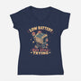 Low Battery But Still Trying-Womens-V-Neck-Tee-naomori