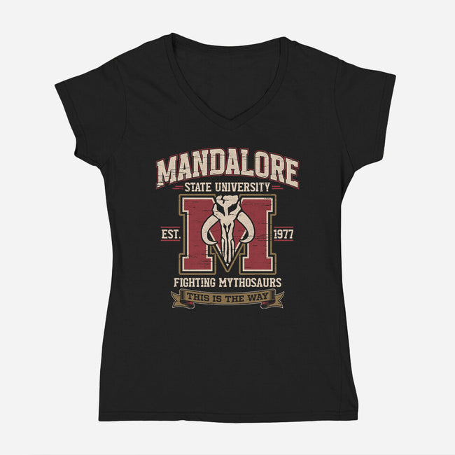 Mandalore University-Womens-V-Neck-Tee-Popnotic